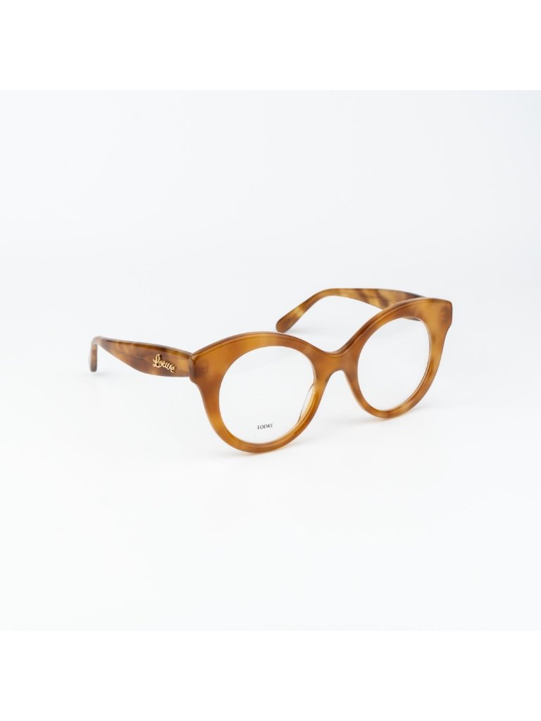 Loewe Women Eyeglasses Havana Demo Round Lw50074i Curvy 053 New Authentic